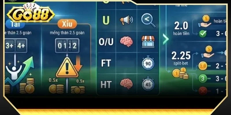 Kèo Tài Xỉu GO88 có nhiều mốc cược phổ biến theo từng trận đấu