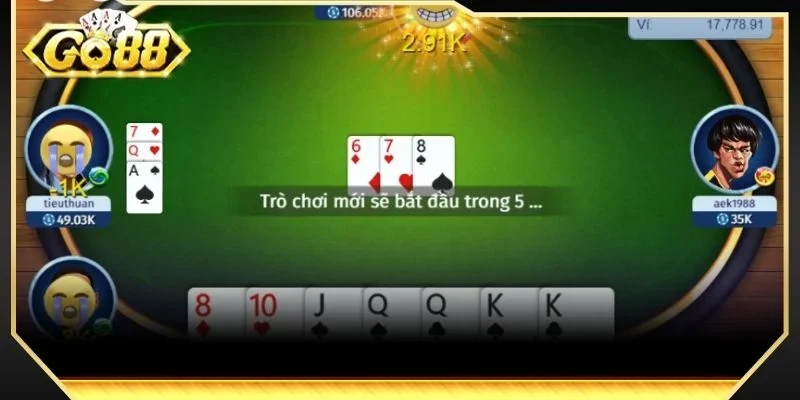 Chọn mức cược và bắt đầu chơi TLMN cho tân thủ GO88